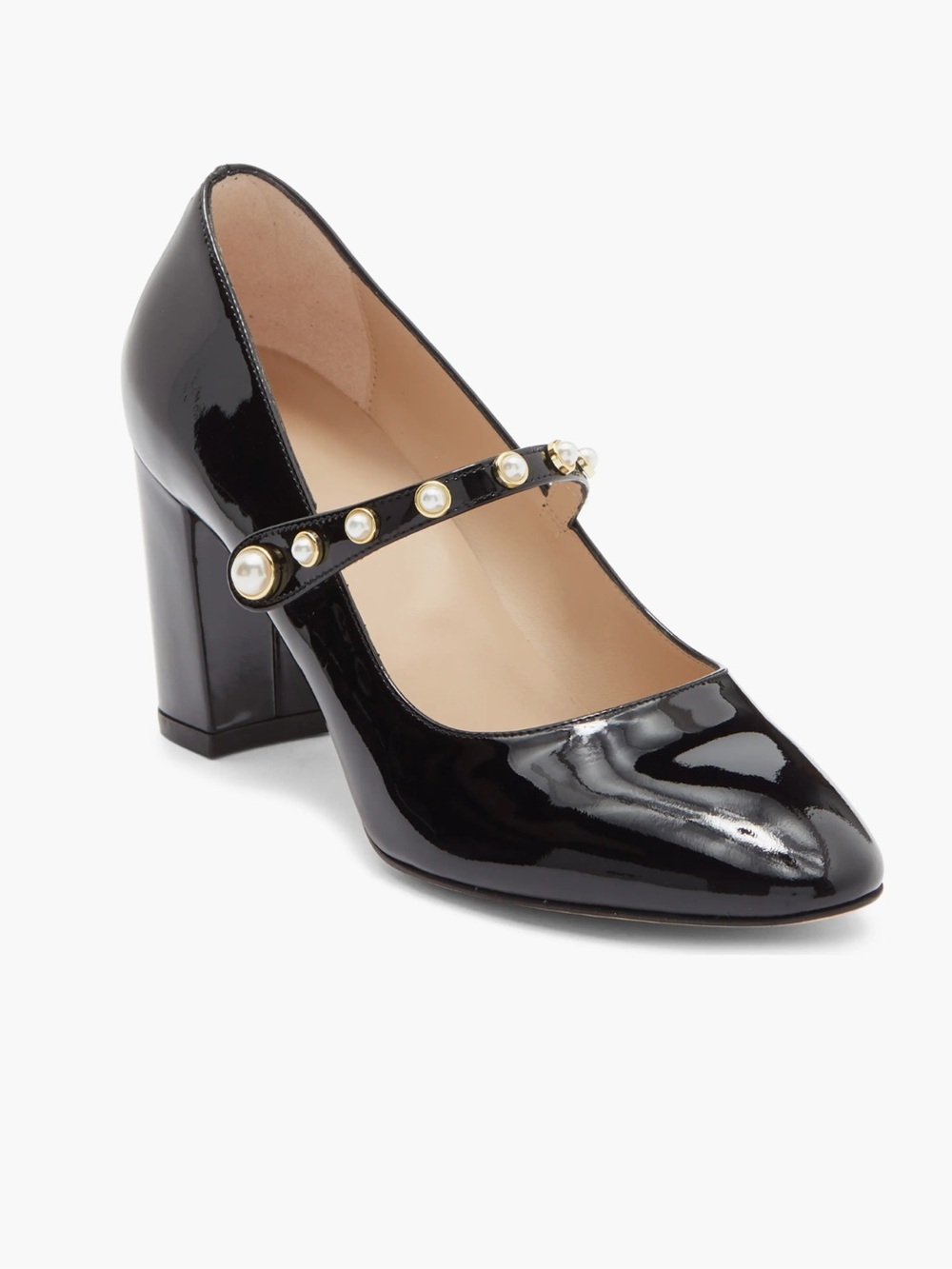 Stuart Weitzman Black Patent Mary Jane Block Heel Pumps size 5.5 like new